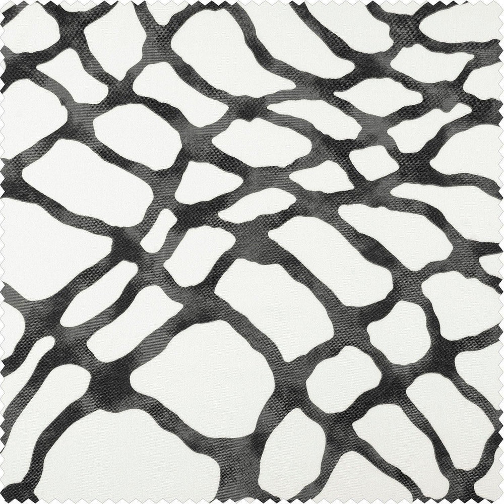 Ellis Black Printed Cotton Swatch - HalfPriceDrapes.com