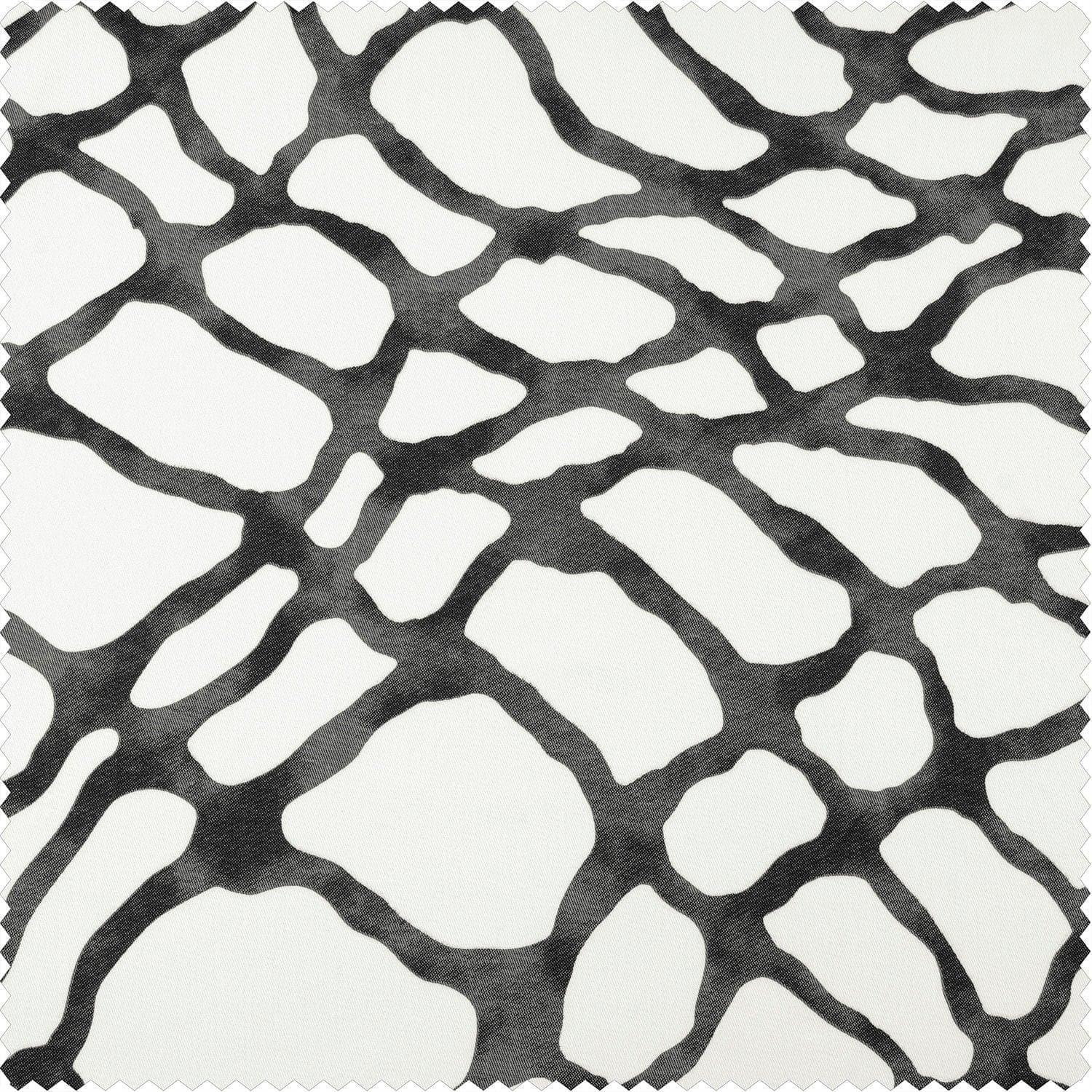 Ellis Black Printed Cotton Swatch - HalfPriceDrapes.com