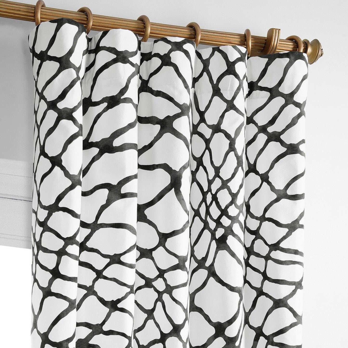 Ellis Black Printed Cotton Curtain