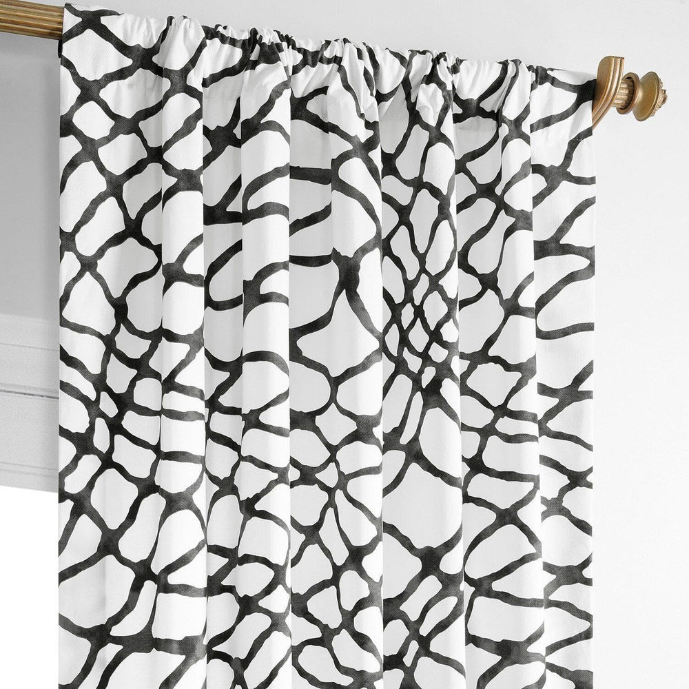 Ellis Black Printed Cotton Curtain