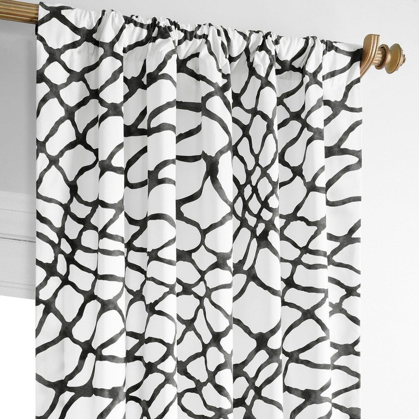 Ellis Black Printed Cotton Curtain