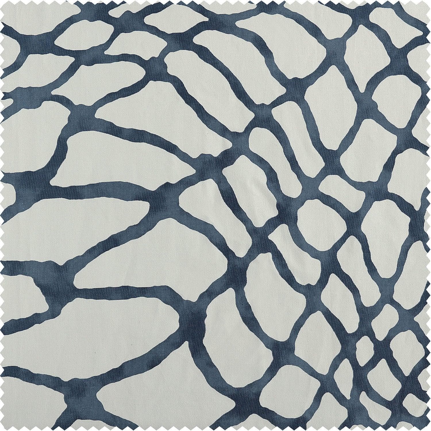 Ellis Blue Abstract Printed Cotton Custom Curtain