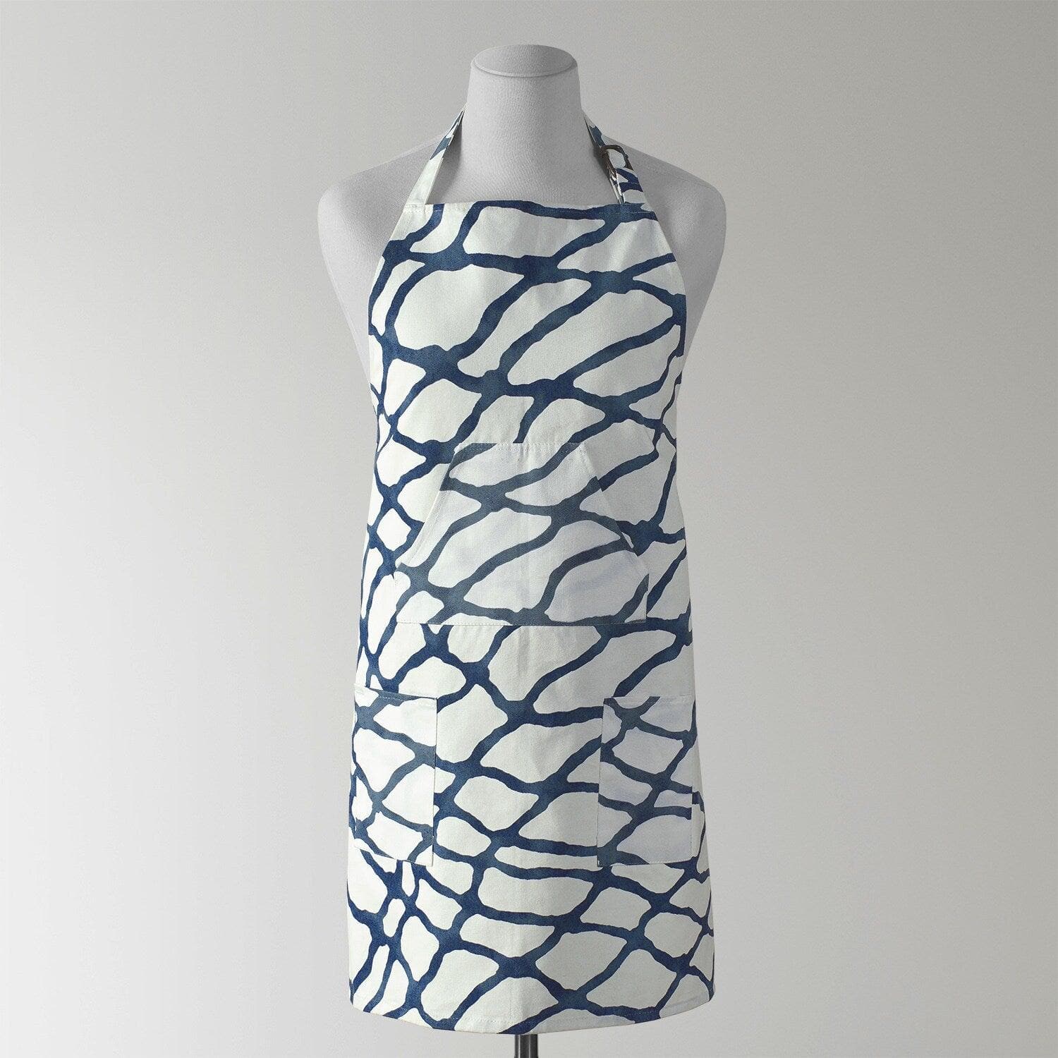 Ellis Blue Printed Cotton Apron - HalfPriceDrapes.com