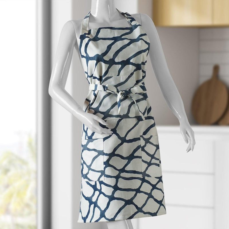 Ellis Blue Printed Cotton Apron - HalfPriceDrapes.com