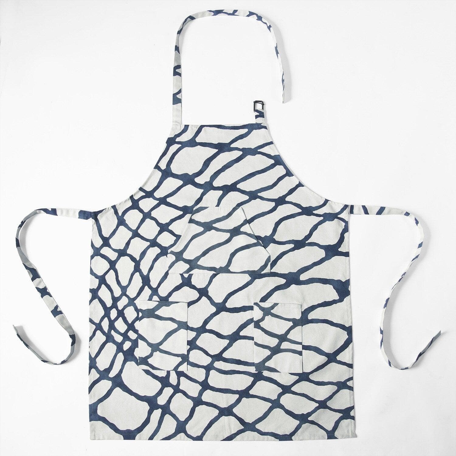 Ellis Blue Printed Cotton Apron - HalfPriceDrapes.com