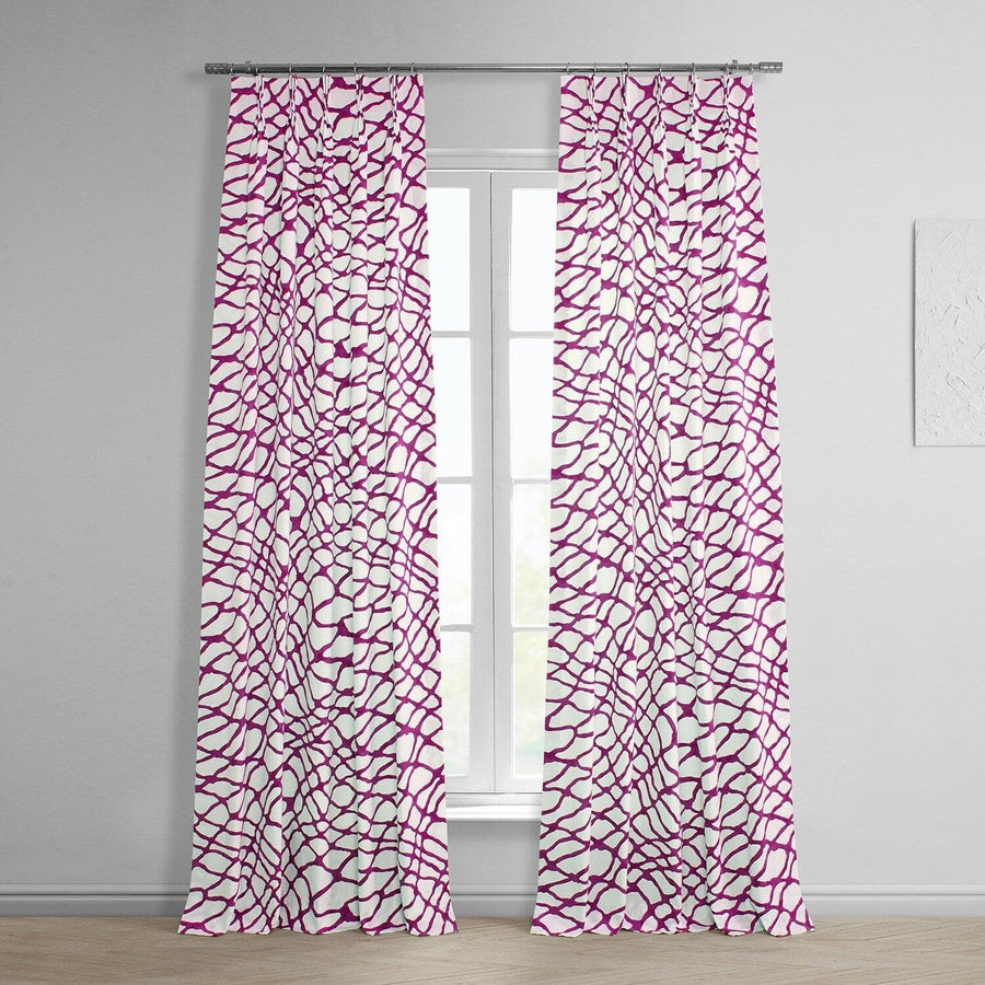 Ellis Pink French Pleat Printed Cotton Curtain