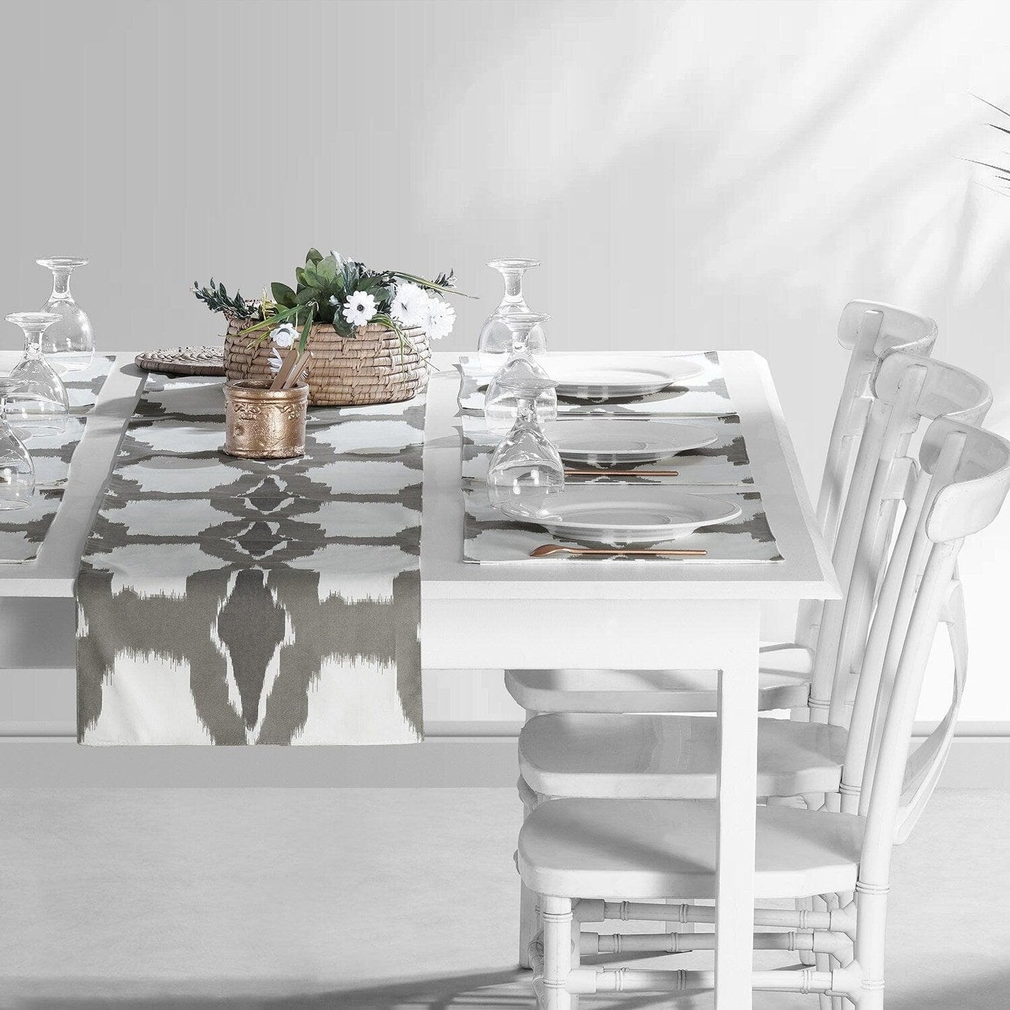 Sorong Beige Printed Cotton Table Runners & Placemats