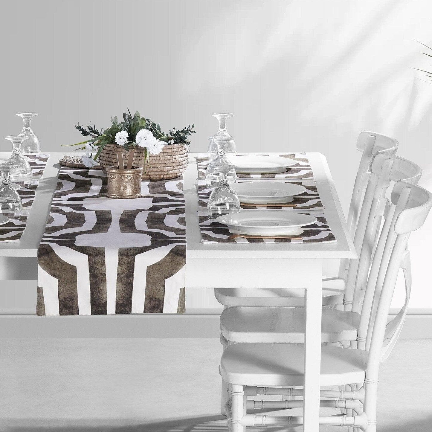Mecca Brown Printed Cotton Table Runners & Placemats