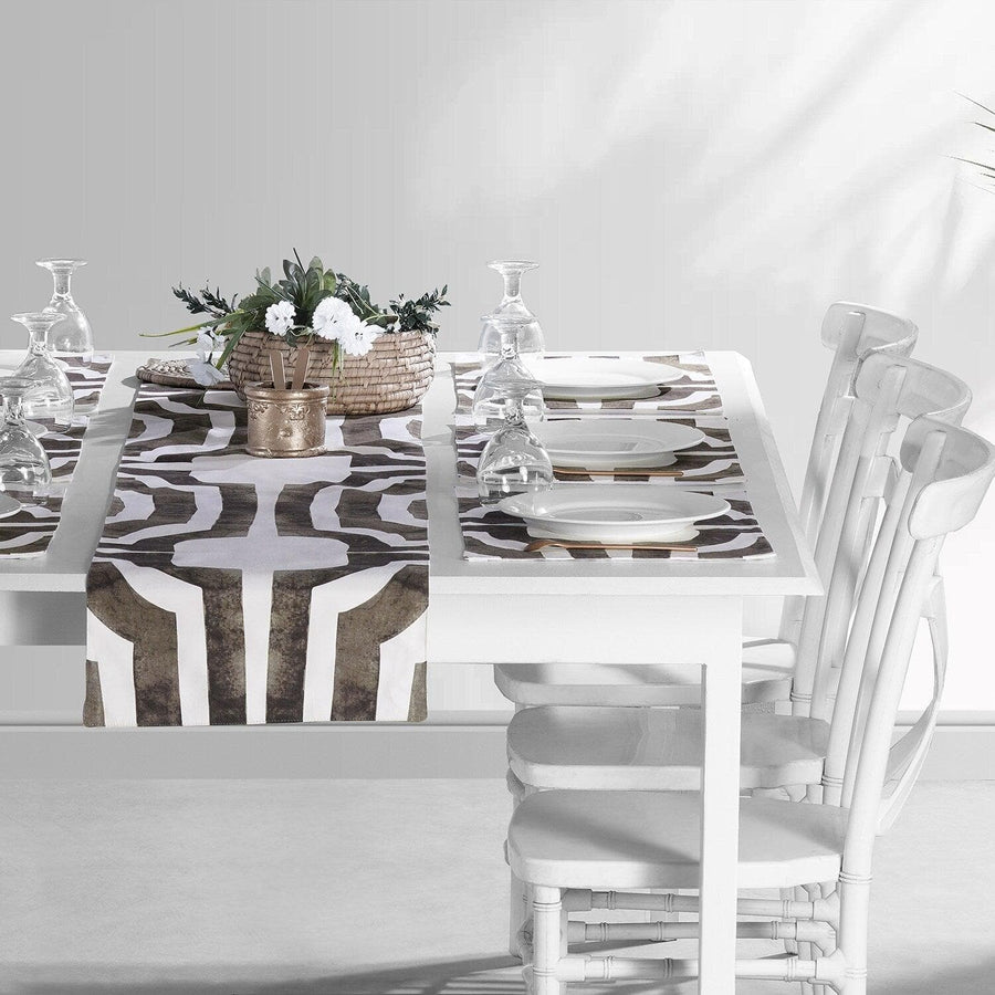Mecca Brown Printed Cotton Table Runners & Placemats