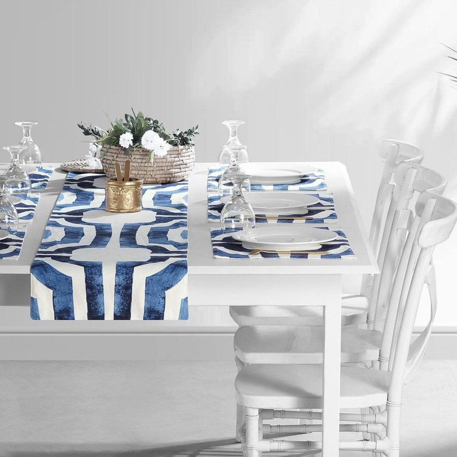Mecca Blue Printed Cotton Table Runners & Placemats