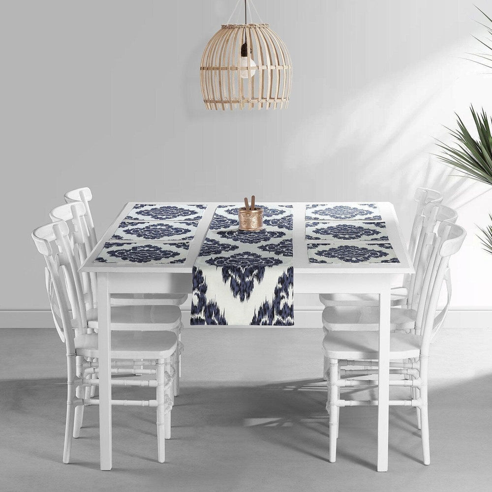 Ikat Blue Printed Cotton Table Runners & Placemats