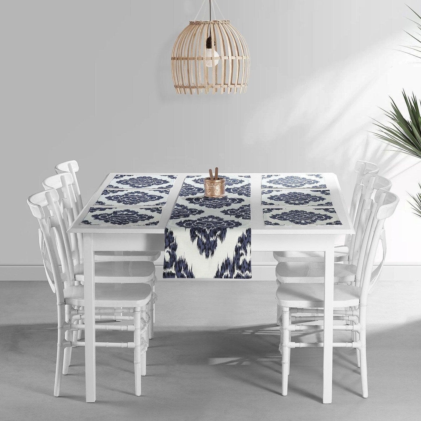 Ikat Blue Printed Cotton Table Runners & Placemats