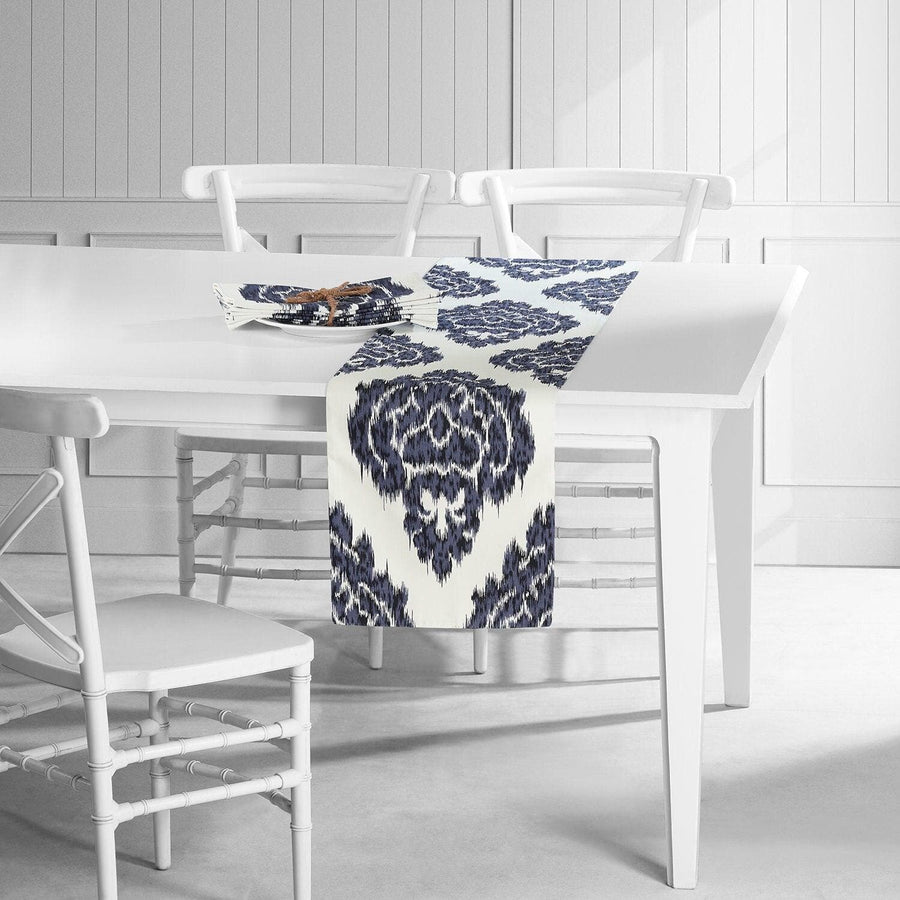 Ikat Blue Printed Cotton Table Runners & Placemats