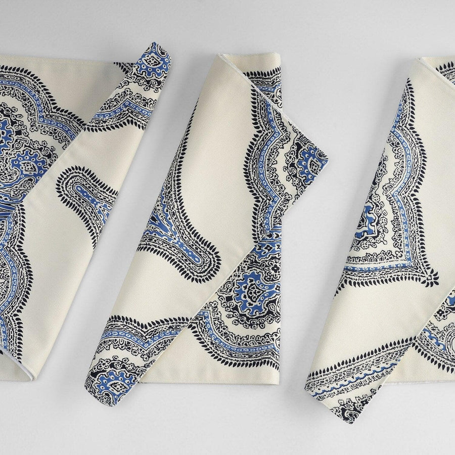Arabesque Blue Printed Cotton Table Runners & Placemats