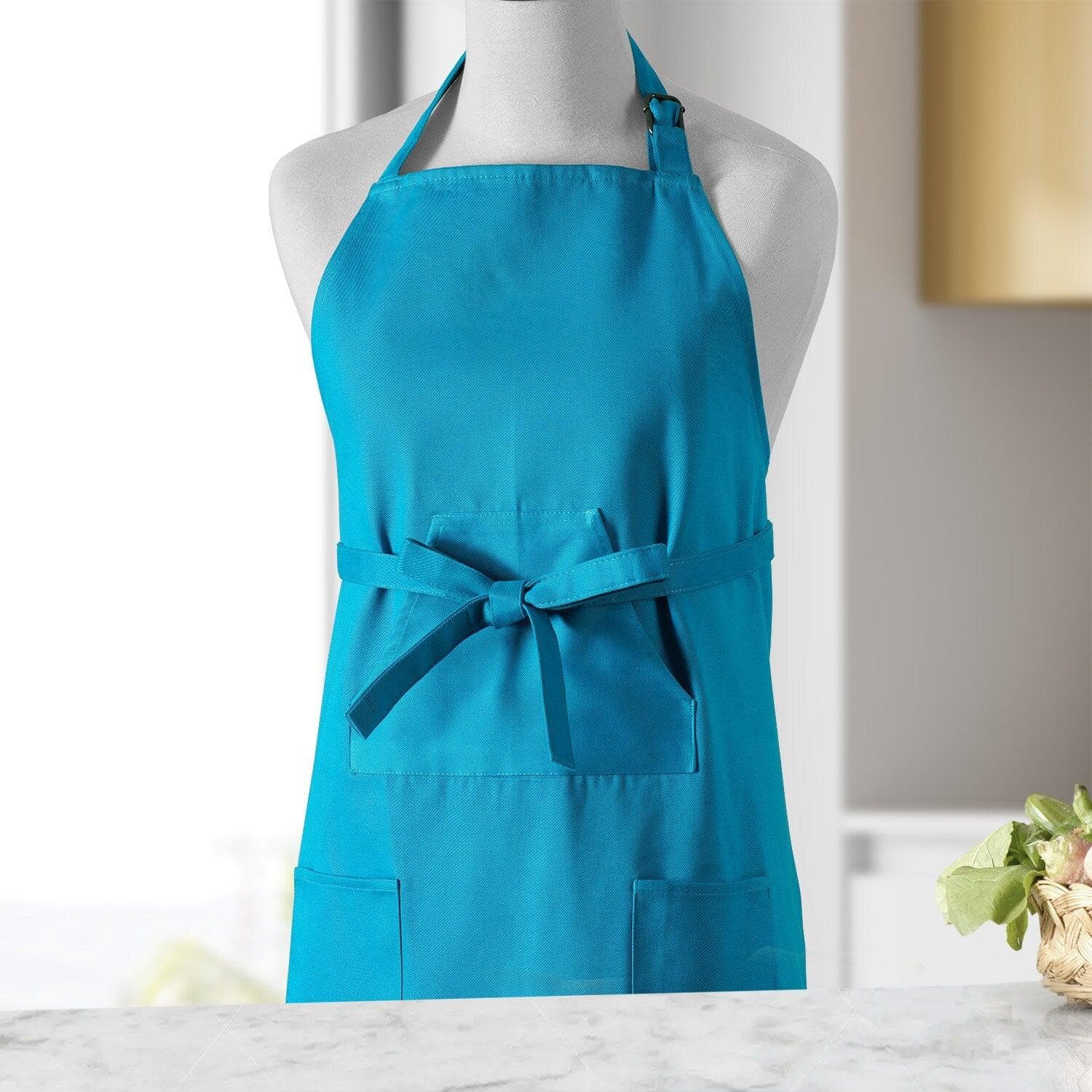 Capri Teal Solid Cotton Apron - HalfPriceDrapes.com