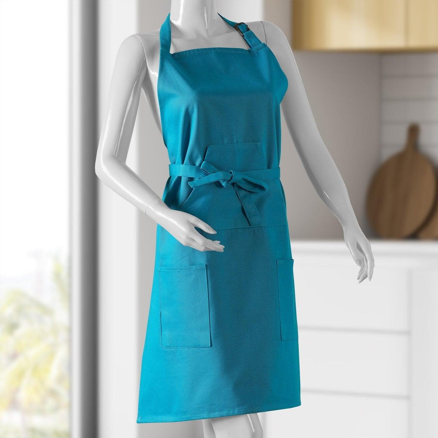 Capri Teal Solid Cotton Apron - HalfPriceDrapes.com