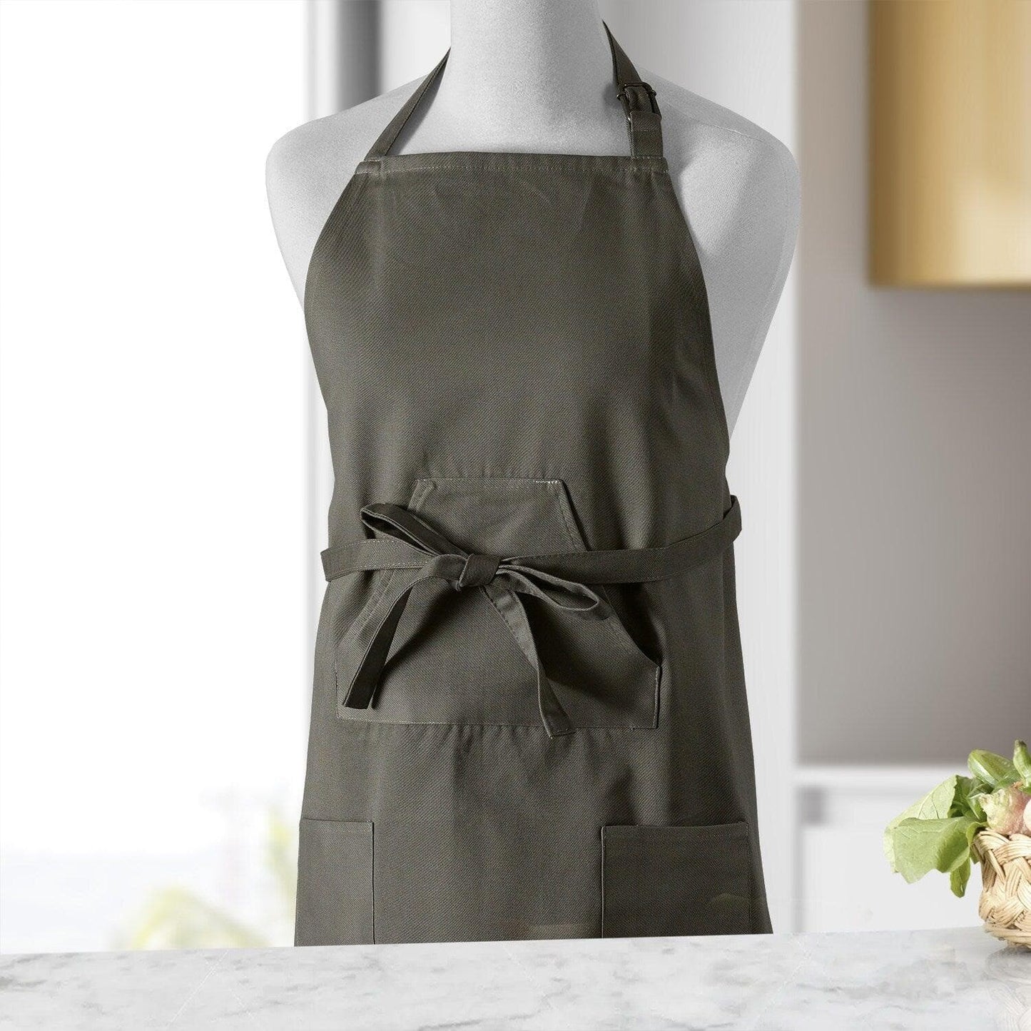 River Rock Grey Solid Cotton Apron - HalfPriceDrapes.com