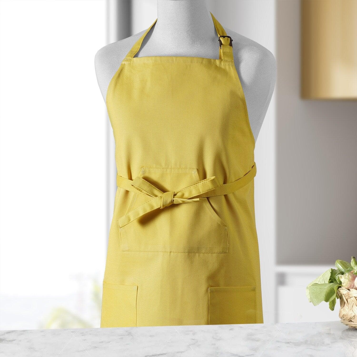 Mustard Yellow Solid Cotton Apron - HalfPriceDrapes.com