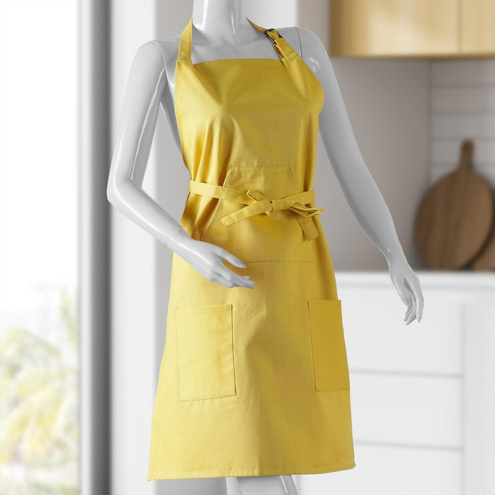 Mustard Yellow Solid Cotton Apron - HalfPriceDrapes.com