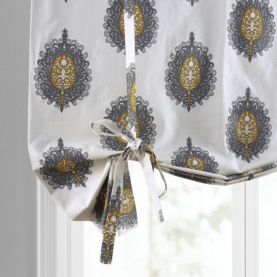 Mayan Gold Printed Cotton Tie-Up Window Shade - HalfPriceDrapes.com