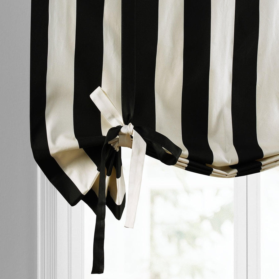 Cabana Black Printed Cotton Tie-Up Window Shade - HalfPriceDrapes.com