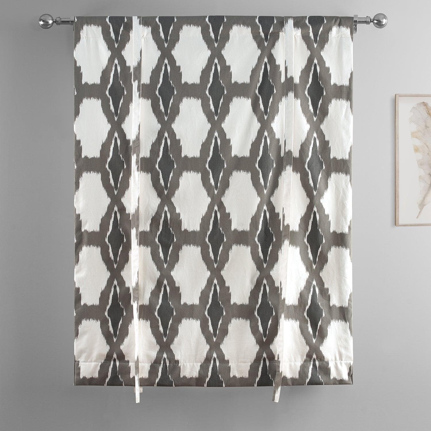 Sorong Beige Printed Cotton Tie-Up Window Shade - HalfPriceDrapes.com