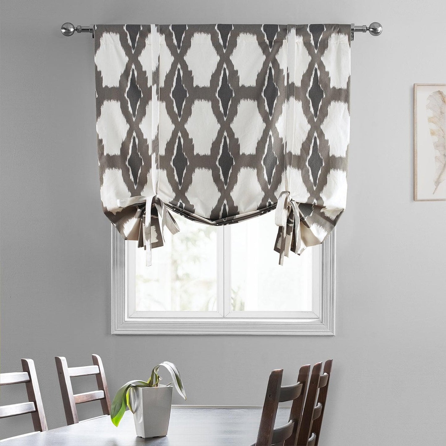 Sorong Beige Printed Cotton Tie-Up Window Shade - HalfPriceDrapes.com