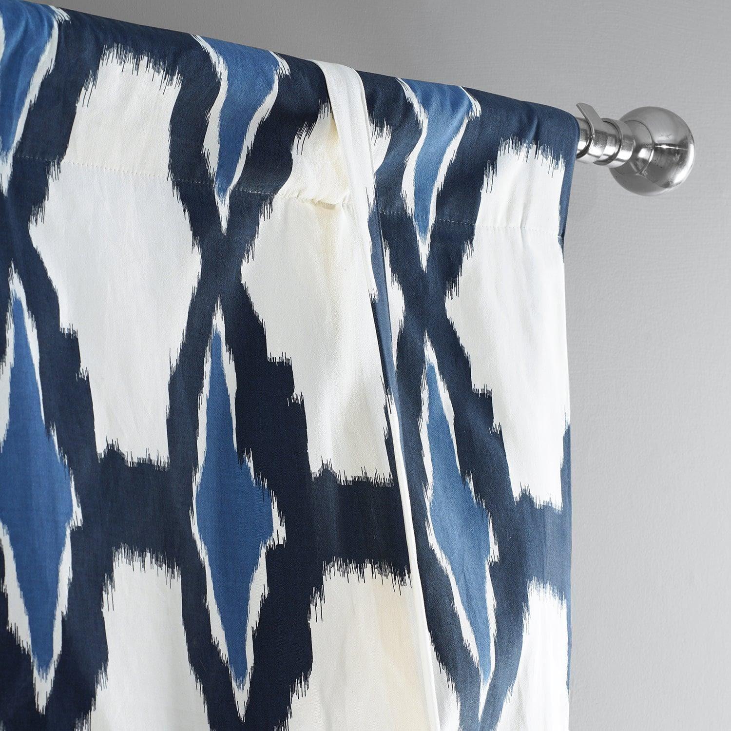 Sorong Royal Blue Printed Cotton Tie-Up Window Shade - HalfPriceDrapes.com