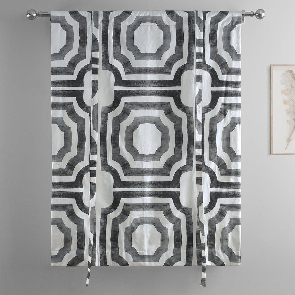 Mecca Steel Printed Cotton Tie-Up Window Shade - HalfPriceDrapes.com