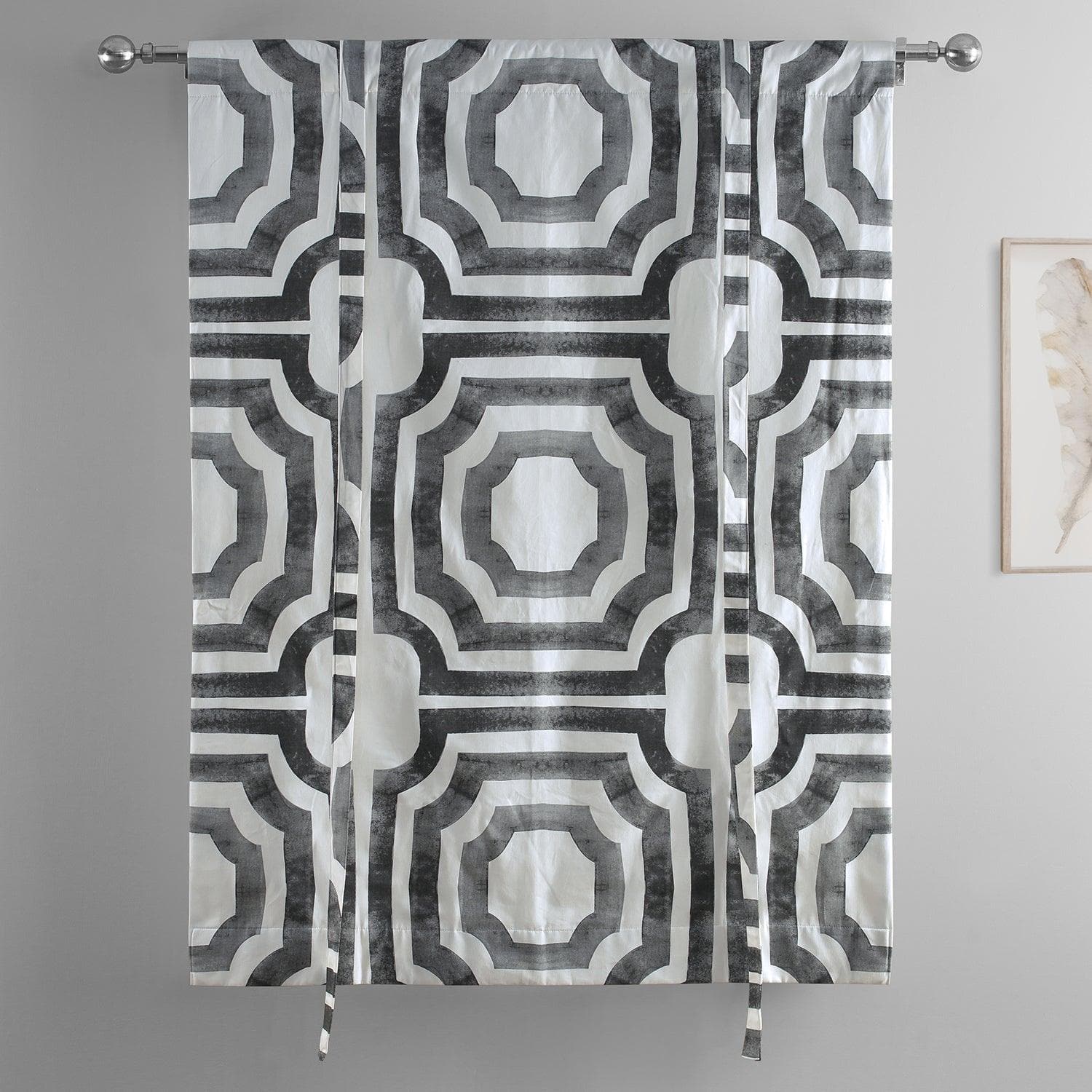 Mecca Steel Printed Cotton Tie-Up Window Shade - HalfPriceDrapes.com