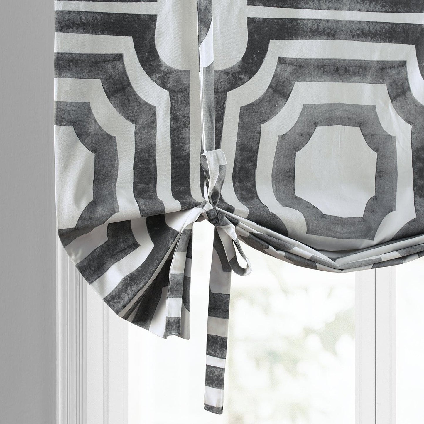 Mecca Steel Printed Cotton Tie-Up Window Shade - HalfPriceDrapes.com