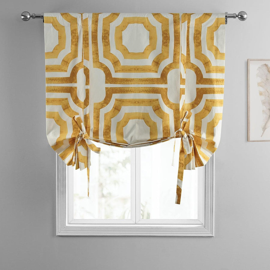 Mecca Gold Printed Cotton Tie-Up Window Shade - HalfPriceDrapes.com