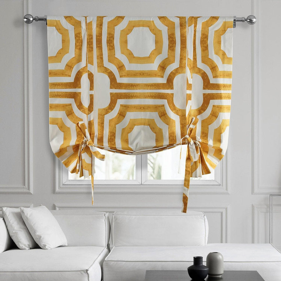 Mecca Gold Printed Cotton Tie-Up Window Shade - HalfPriceDrapes.com