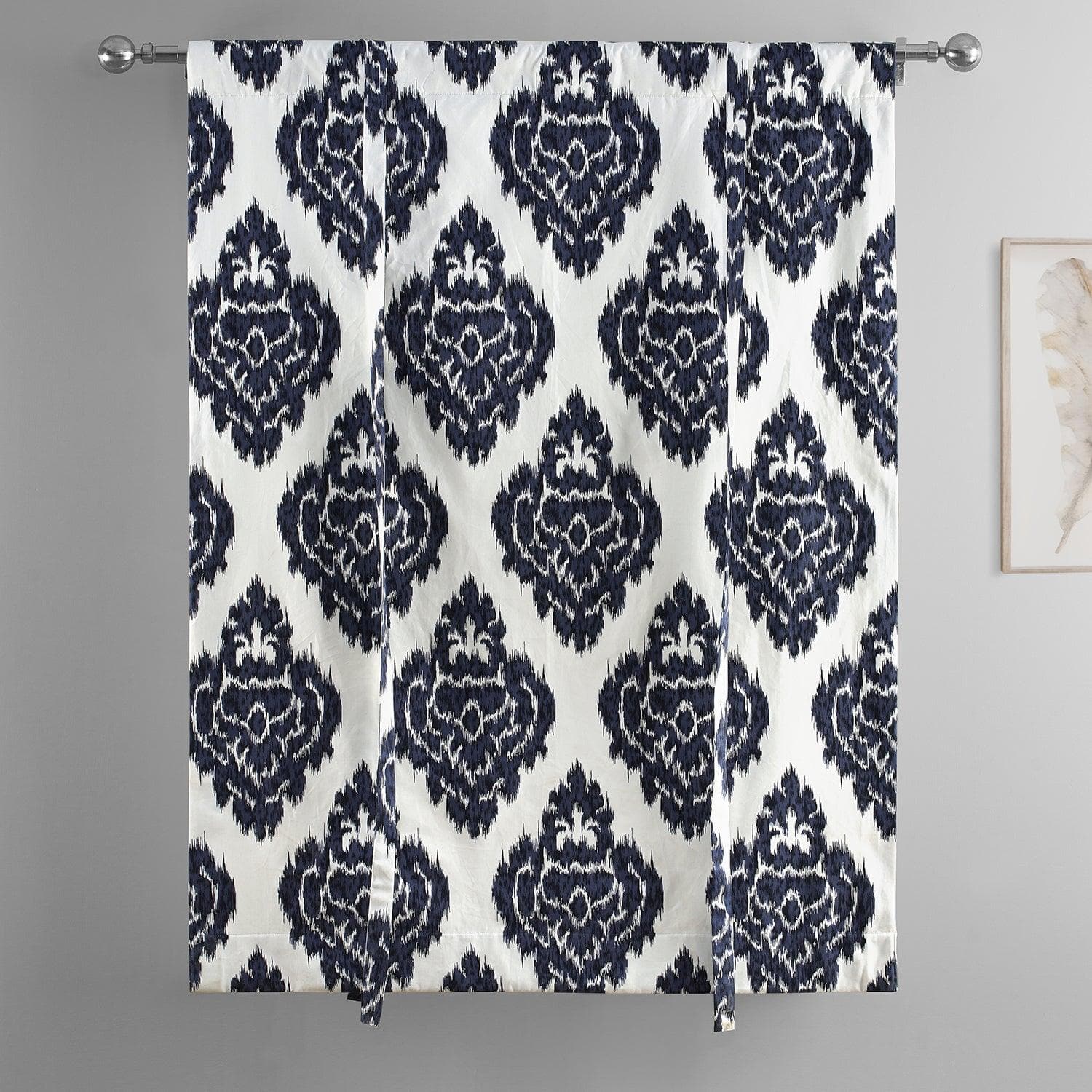 Ikat Blue Printed Cotton Tie-Up Window Shade - HalfPriceDrapes.com