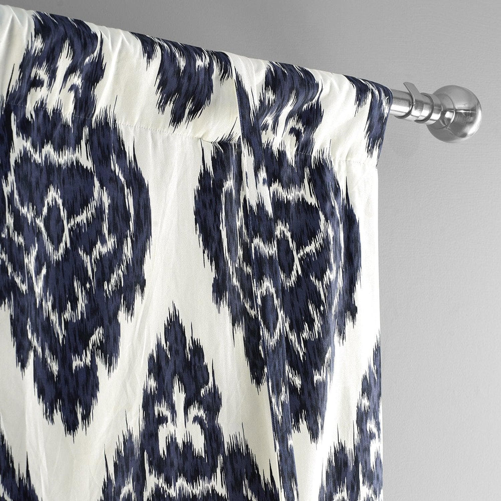 Ikat Blue Printed Cotton Tie-Up Window Shade - HalfPriceDrapes.com