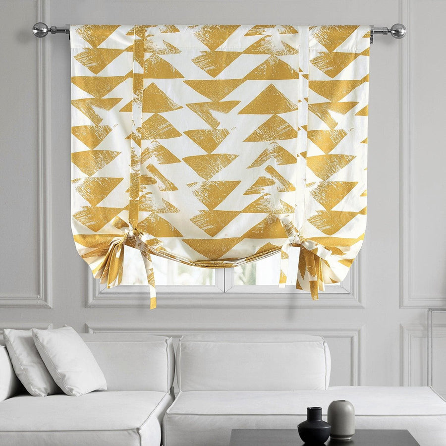 Triad Gold Printed Cotton Tie-Up Window Shade - HalfPriceDrapes.com