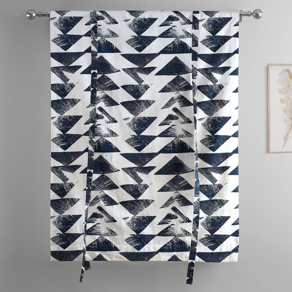 Triad Indigo Printed Cotton Tie-Up Window Shade - HalfPriceDrapes.com