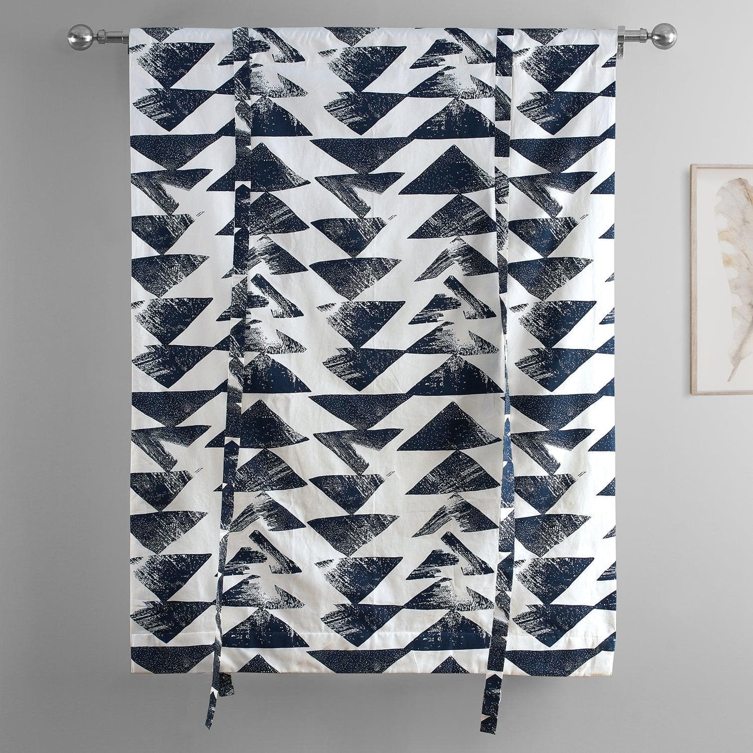 Triad Indigo Printed Cotton Tie-Up Window Shade - HalfPriceDrapes.com