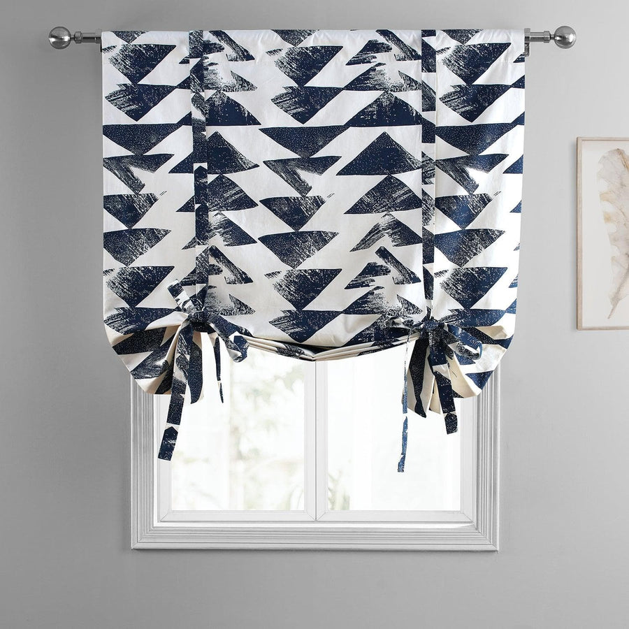 Triad Indigo Printed Cotton Tie-Up Window Shade - HalfPriceDrapes.com