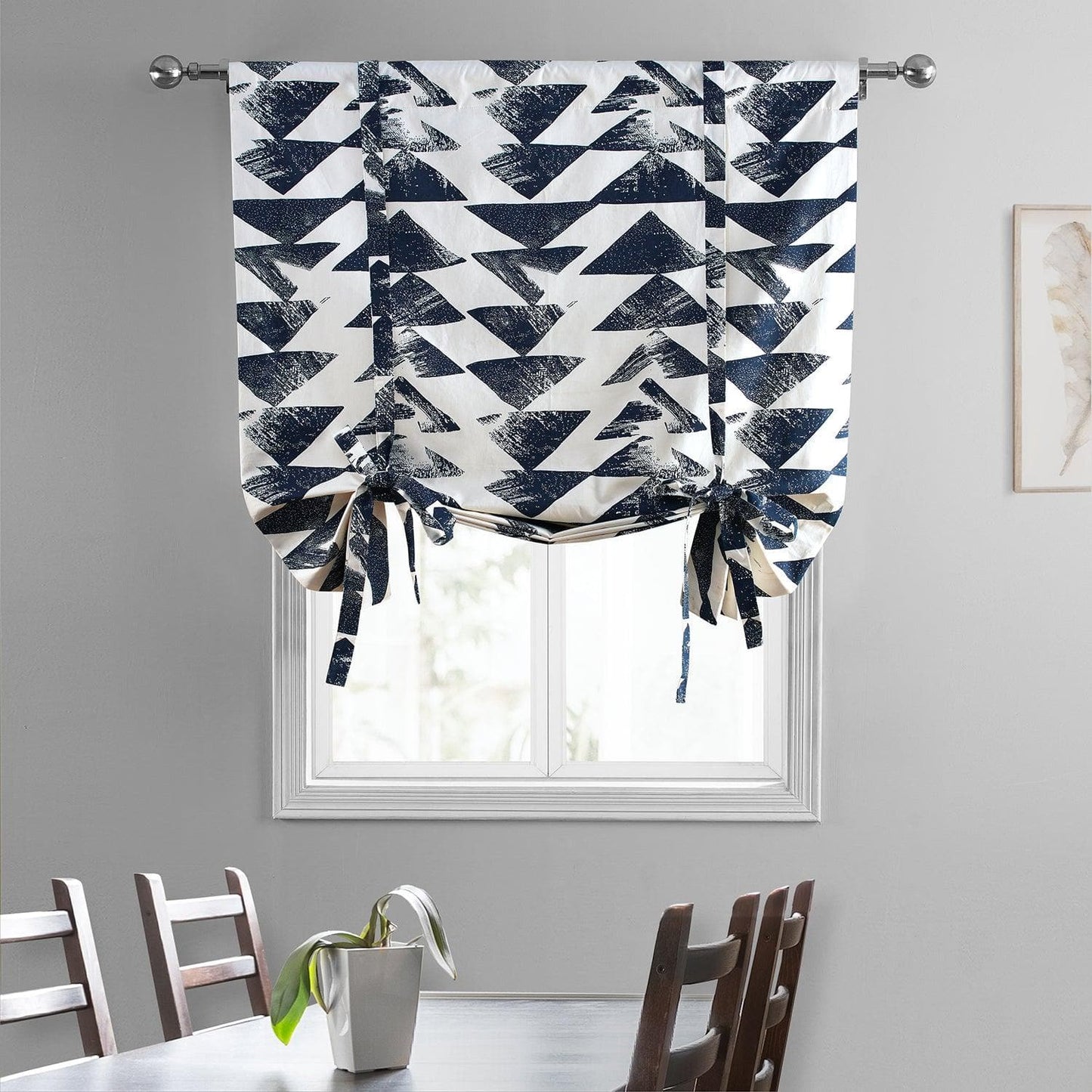 Triad Indigo Printed Cotton Tie-Up Window Shade - HalfPriceDrapes.com