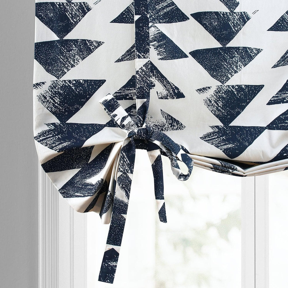Triad Indigo Printed Cotton Tie-Up Window Shade - HalfPriceDrapes.com