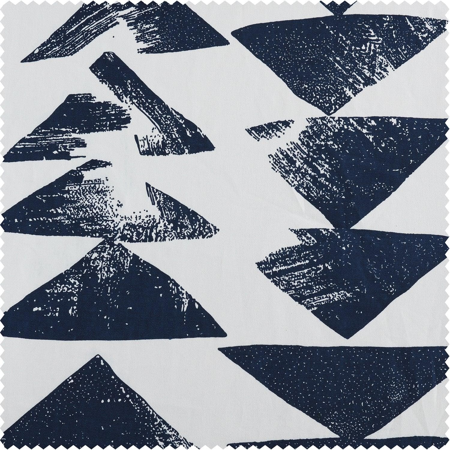 Triad Indigo Geometric French Pleat Printed Cotton Room Darkening Curtain
