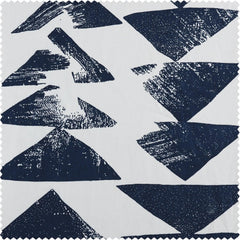 Triad Indigo French Pleat Printed Cotton Curtain