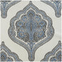 Arabesque Blue Emblem Printed Cotton Roman Shade