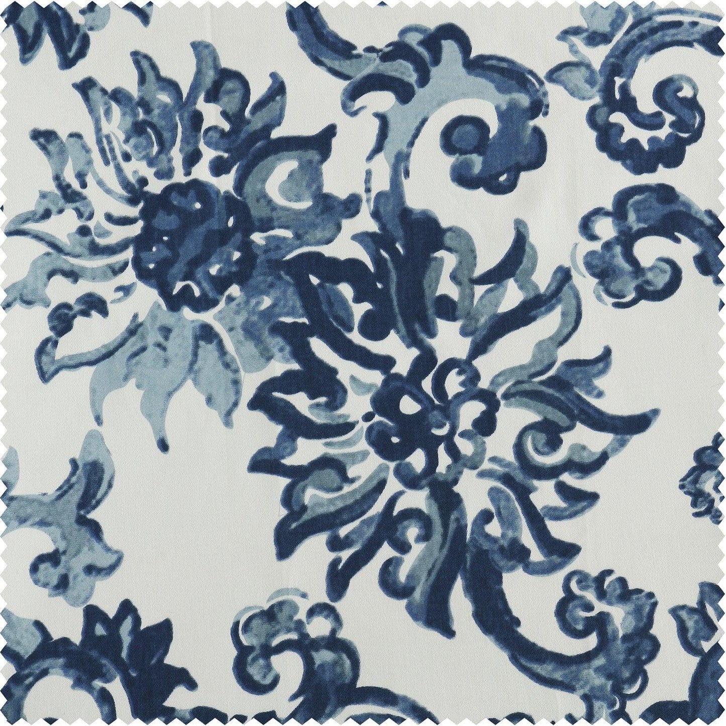 Indonesian Blue Printed Cotton Swatch - HalfPriceDrapes.com