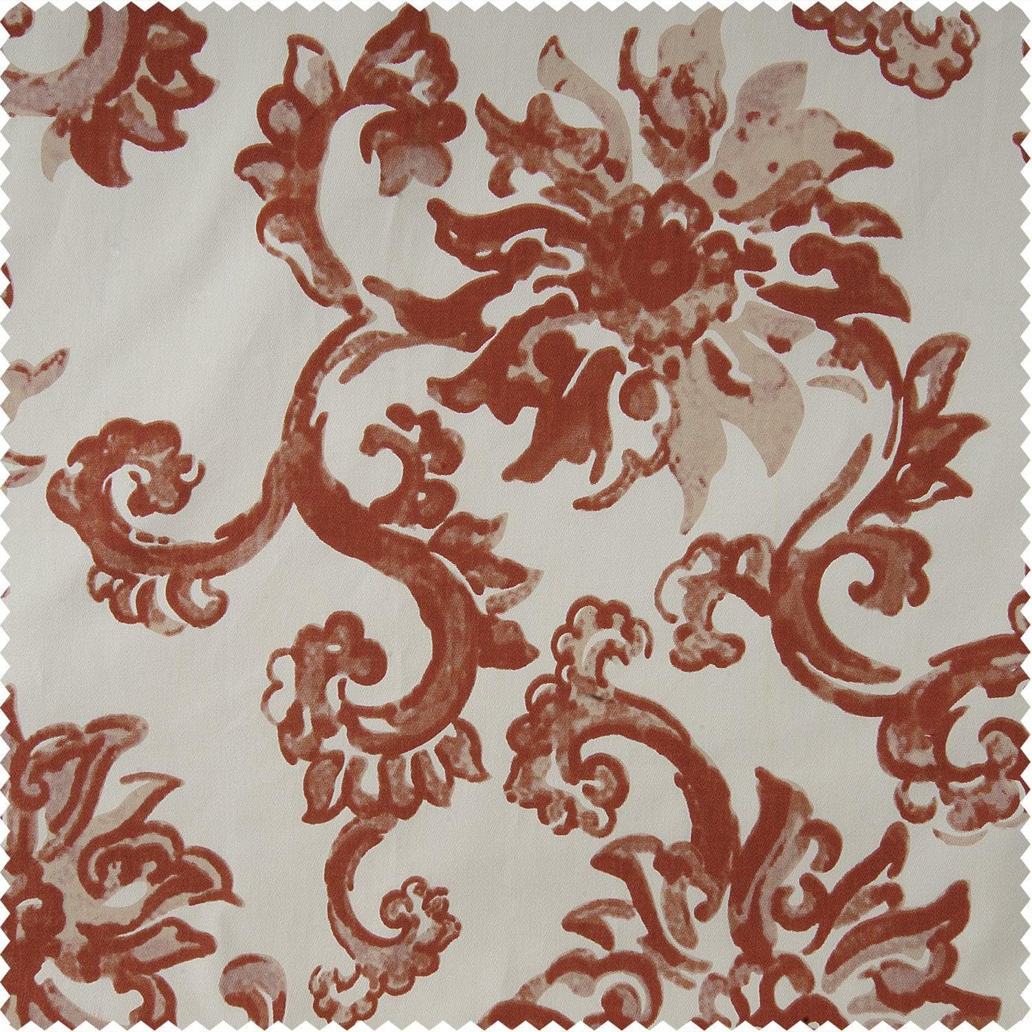 Indonesian Rust Printed Cotton Custom Curtain