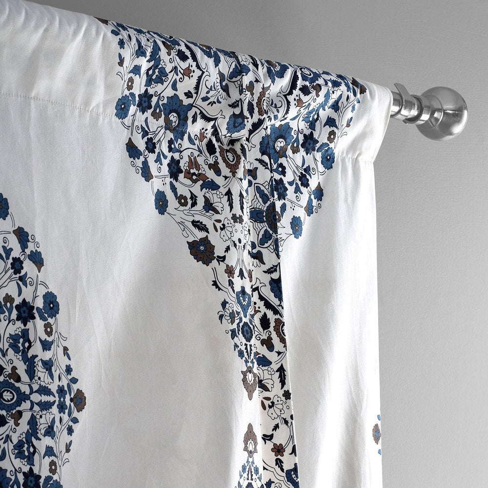 Kerala Blue Printed Cotton Tie-Up Window Shade - HalfPriceDrapes.com
