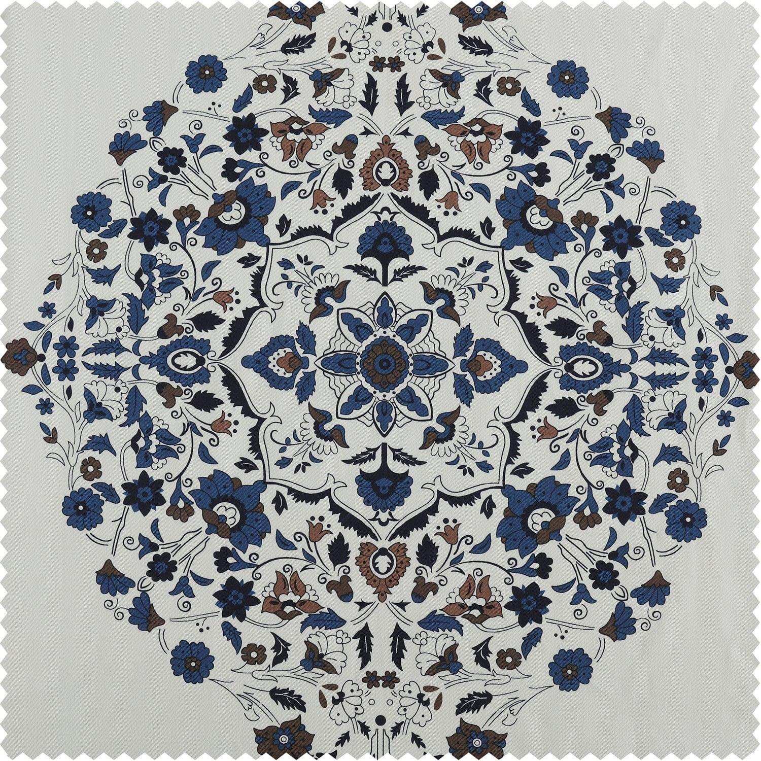 Kerala Blue Printed Cotton Swatch - HalfPriceDrapes.com