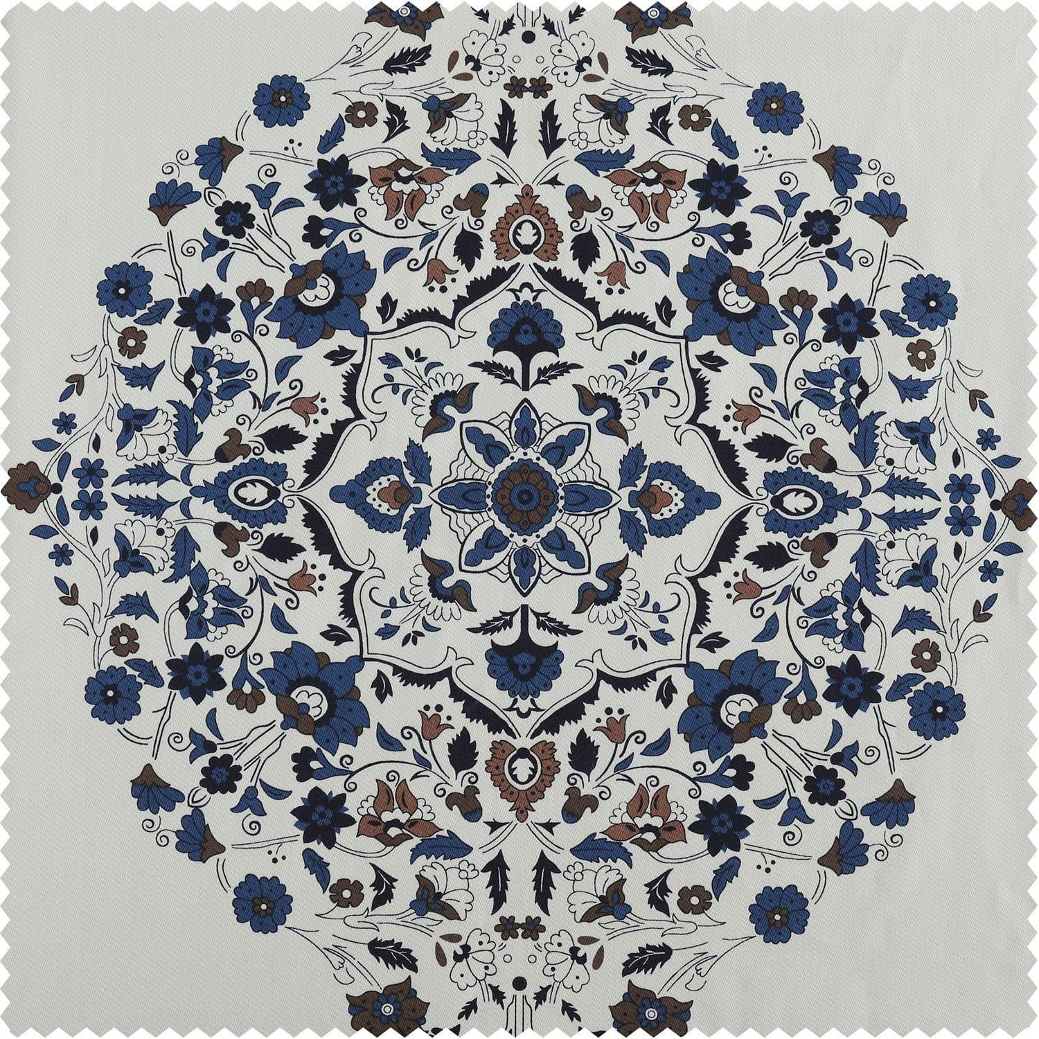 Kerala Blue Printed Cotton Swatch - HalfPriceDrapes.com