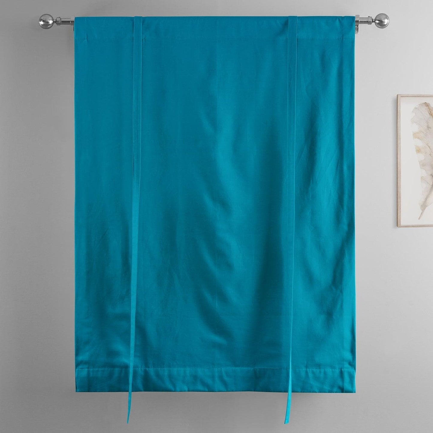 Capri Teal Solid Cotton Tie-Up Window Shade - HalfPriceDrapes.com